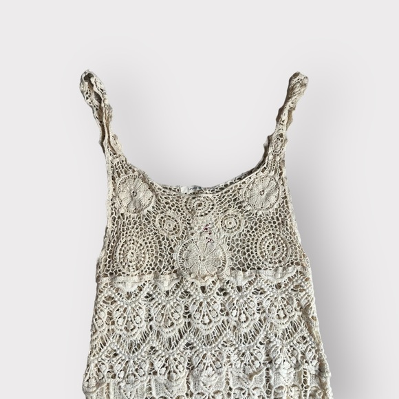 Lovely 153 Beige Crochet Lace Tank Dress Cover Up NWT - Picture 3 of 4